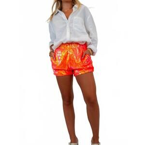 NEW TIMING sequin high waist short in orange